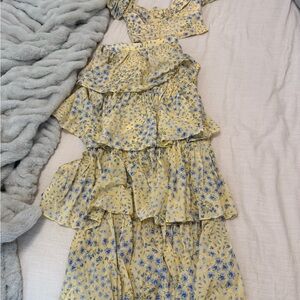 Floral Yellow and Blue skirt and top set